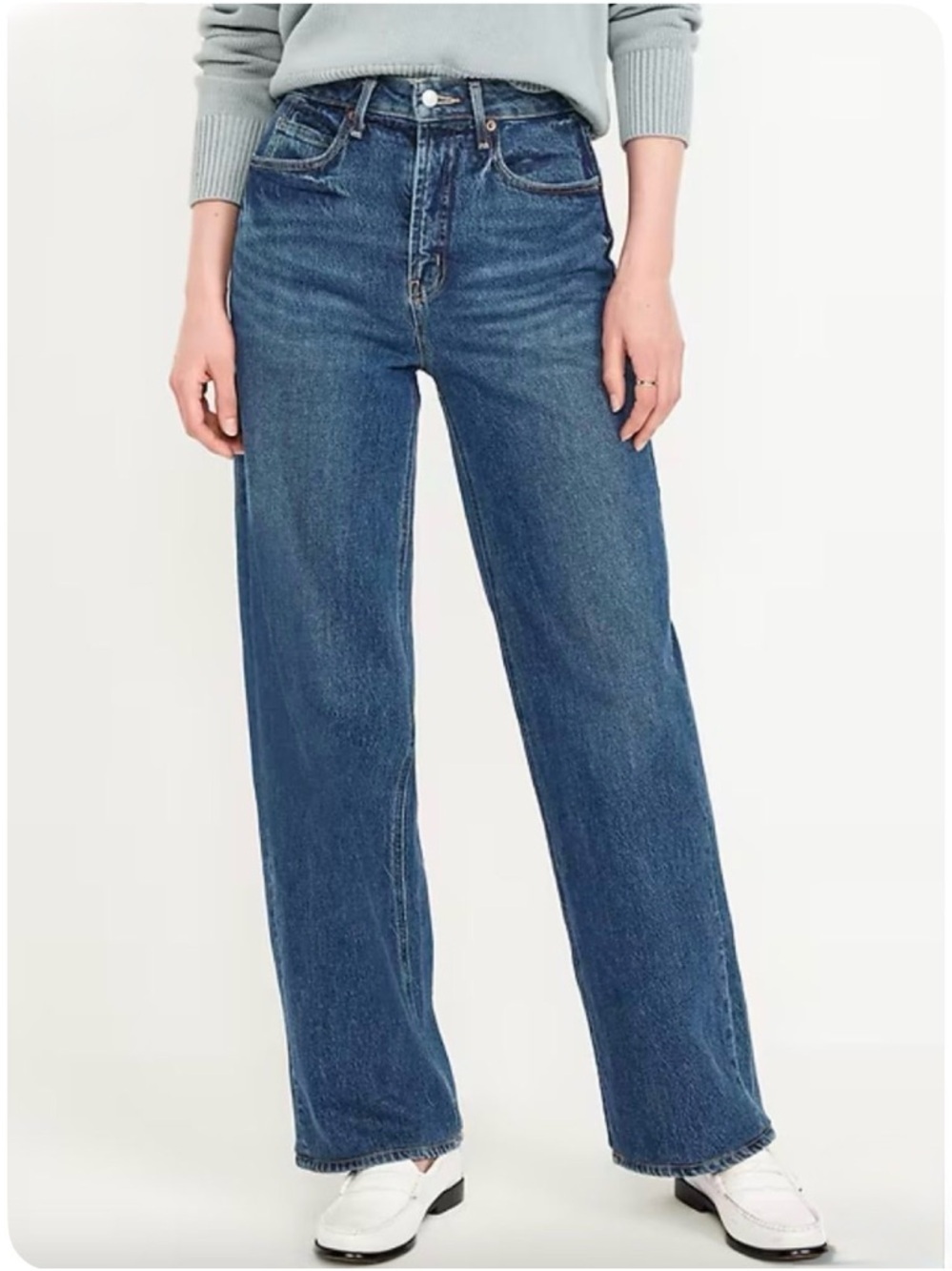 Old Navy Extra High Rise Sky Hi Wide Leg Dark Wash Denim Blue Jeans Size 8P